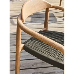 Chaise avec accoudoirs en bois d' eucalyptus noir - Anam