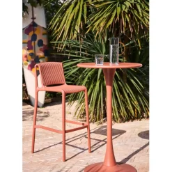 Chaise de bar d'extérieur terracotta h100cm - Lumi