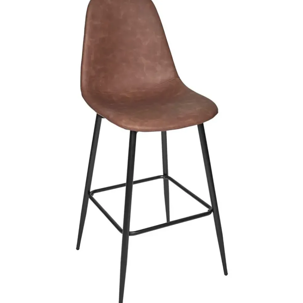 Chaise de bar effet cuir marron H70cm - Amber