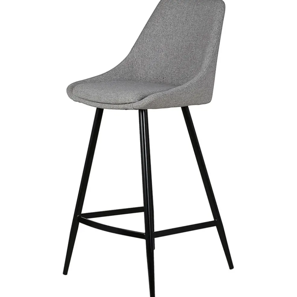 Chaise de bar en tissu gris clair h67cm - Ben
