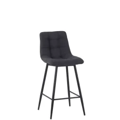 Chaise de bar en tissu matelassé antracithe - Lilly