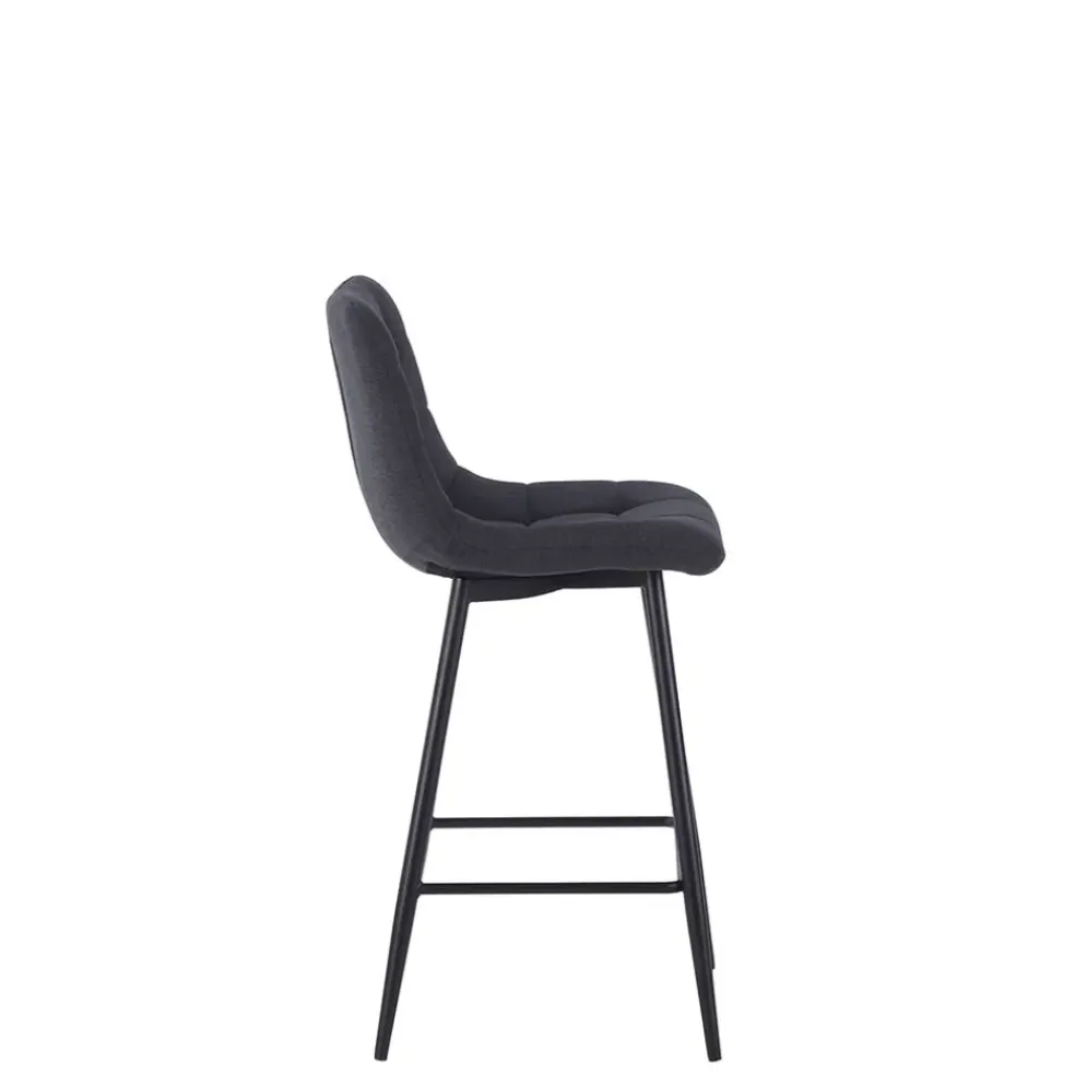 Chaise de bar en tissu matelassé antracithe - Lilly
