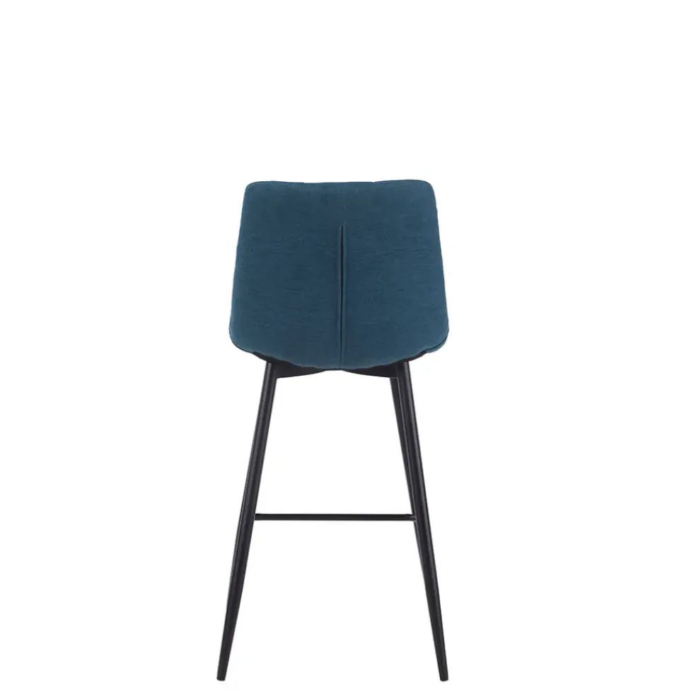 Chaise de bar en tissu matelassé bleu pétrole - Lilly