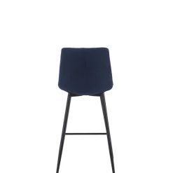 Chaise de bar en tissu matelassé bleu marine - Lilly