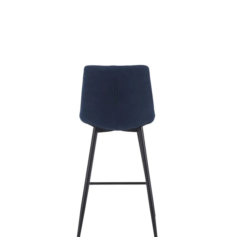 Chaise de bar en tissu matelassé bleu marine - Lilly