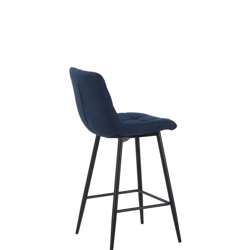 Chaise de bar en tissu matelassé bleu marine - Lilly