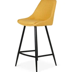 Chaise de bar en tissu moutarde h67cm - Ben