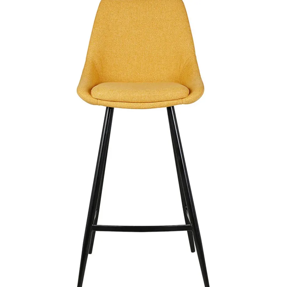 Chaise de bar en tissu moutarde h67cm - Ben