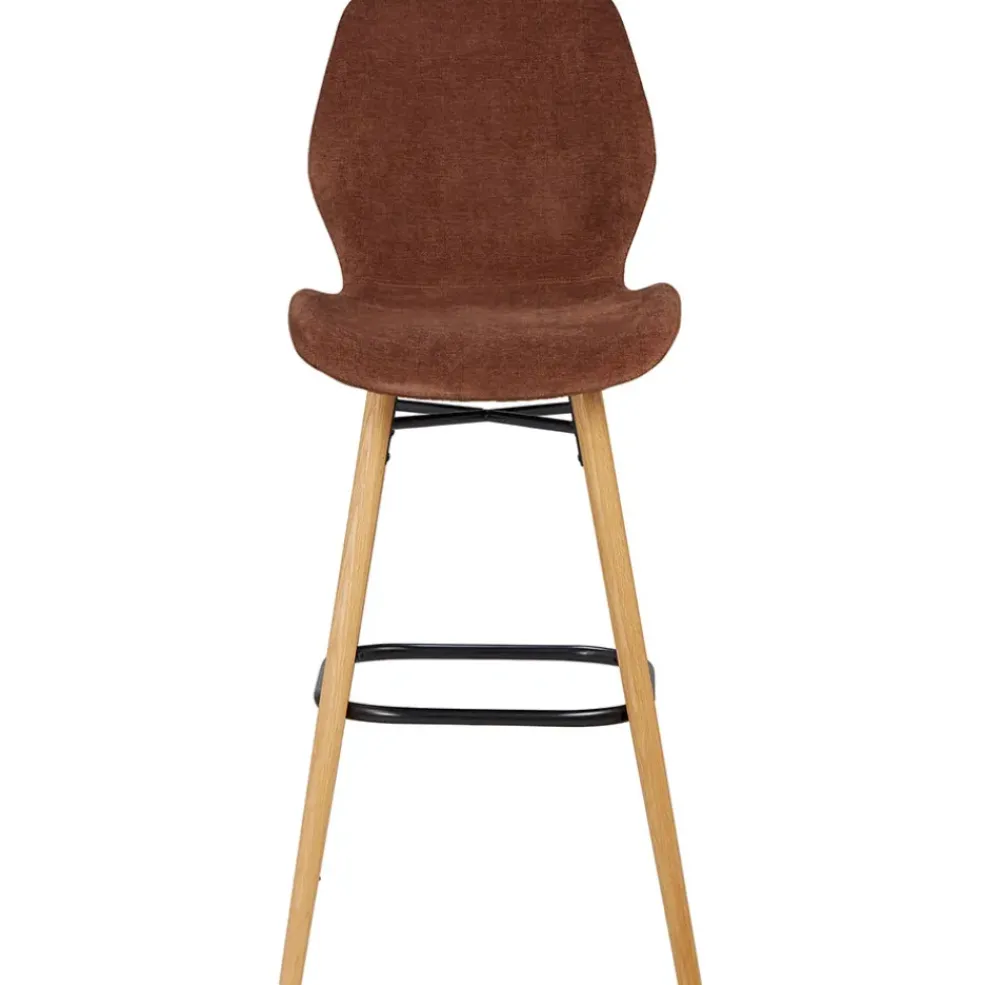 Chaise de bar en tissu soft touch acajou h65cm - Keri