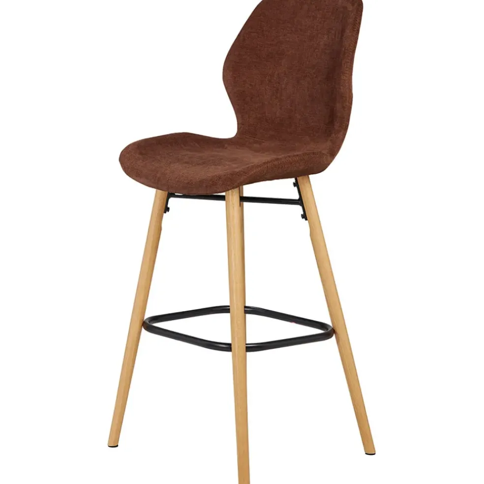 Chaise de bar en tissu soft touch acajou h65cm - Keri