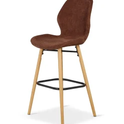 Chaise de bar en tissu soft touch acajou h65cm - Keri