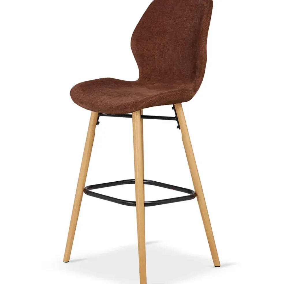 Chaise de bar en tissu soft touch acajou h65cm - Keri