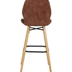 Chaise de bar en tissu soft touch acajou h65cm - Keri