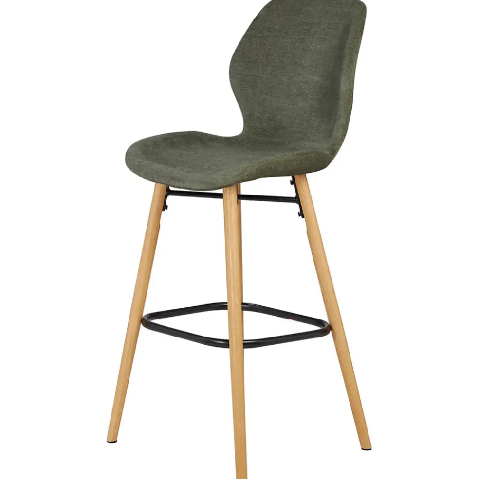 Chaise de bar en tissu soft touch vert bouteille h65cm - Keri