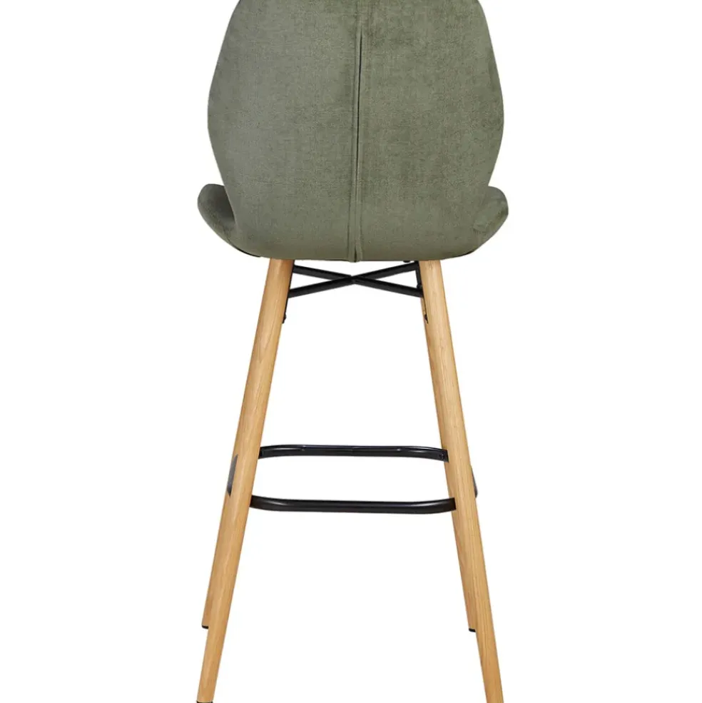 Chaise de bar en tissu soft touch vert bouteille h65cm - Keri