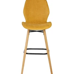 Chaise de bar en tissu soft touch moutarde h65cm - Keri