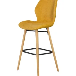 Chaise de bar en tissu soft touch moutarde h65cm - Keri