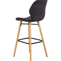 Chaise de bar en tissu soft touch noir h65cm - Keri