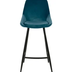 Chaise de bar en velour bleu h75cm - Ben