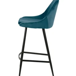 Chaise de bar en velour bleu h75cm - Ben