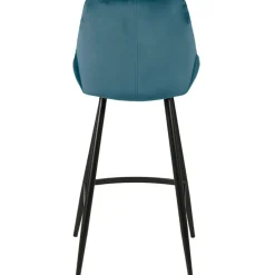 Chaise de bar en velour bleu h75cm - Ben