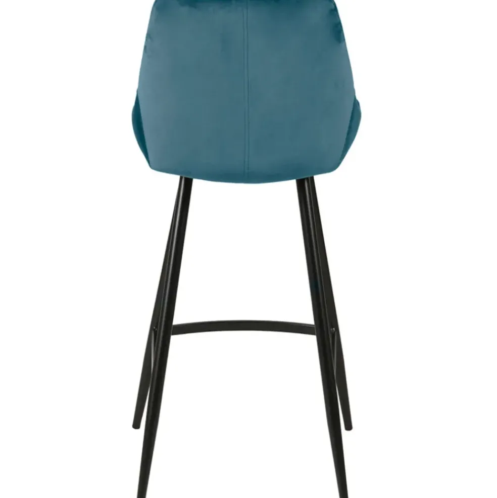 Chaise de bar en velour bleu h75cm - Ben