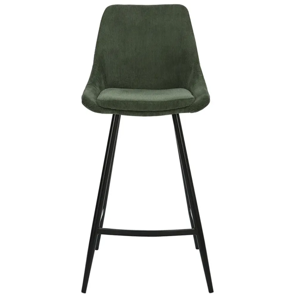 Chaise de bar en velours côtelé vert sapin h67cm - Ben