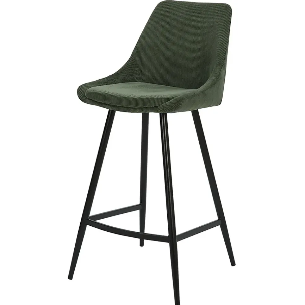Chaise de bar en velours côtelé vert sapin h67cm - Ben