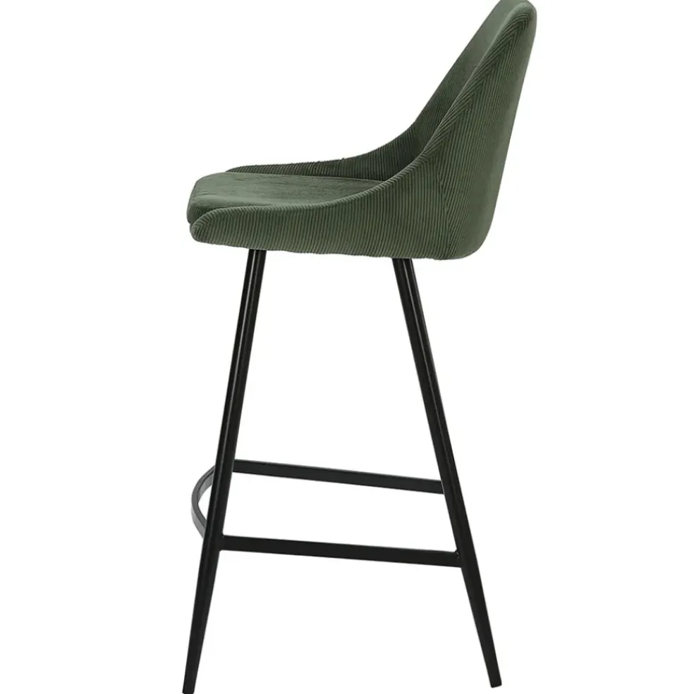 Chaise de bar en velours côtelé vert sapin h67cm - Ben