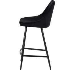Chaise de bar en velours côtelé noir h75cm - Ben