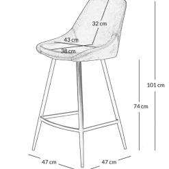 Chaise de bar en velours côtelé noir h75cm - Ben