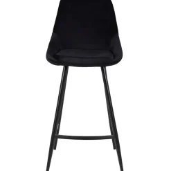 Chaise de bar en velours côtelé noir h67cm - Ben
