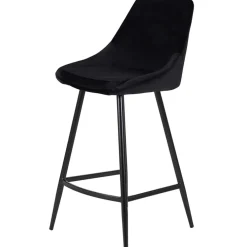 Chaise de bar en velours côtelé noir h67cm - Ben
