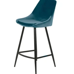 Chaise de bar en velours bleu h67cm - Ben