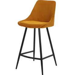 Chaise de bar en velours côtelé jaune curry h67cm - Ben