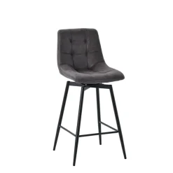 Chaise de bar pivotante en microfibre matelassé anthracite - Lilly
