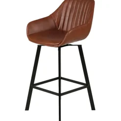 Chaise de bar pivotante effet cuir marron h75cm - Moss