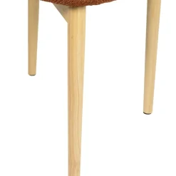 Chaise de salle à manger en tissu brique et hévéa - Elsy