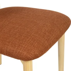 Chaise de salle à manger en tissu brique et hévéa - Elsy