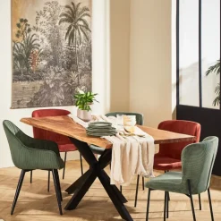Chaise de salle à manger en velours côtelé acajou - Holden