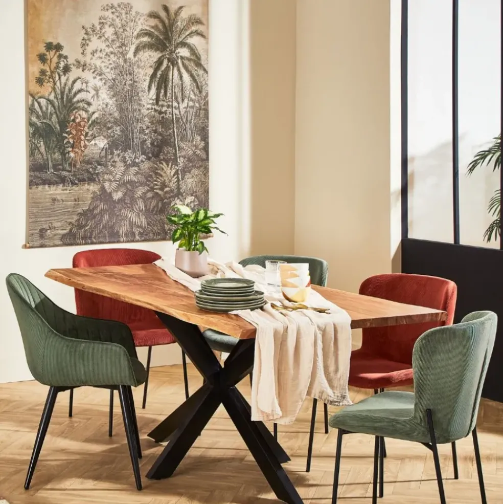 Chaise de salle à manger en velours côtelé acajou - Holden