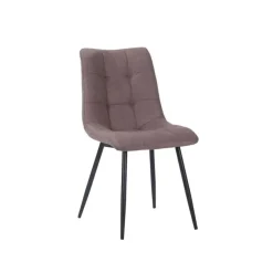 Chaise de salle à manger en tissu matelassé taupe - Lilly
