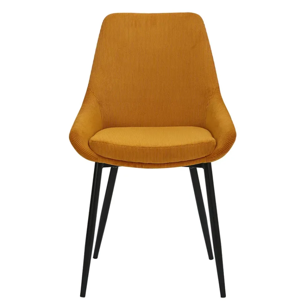 Chaise de salle à manger en velours côtelé curry - Ben