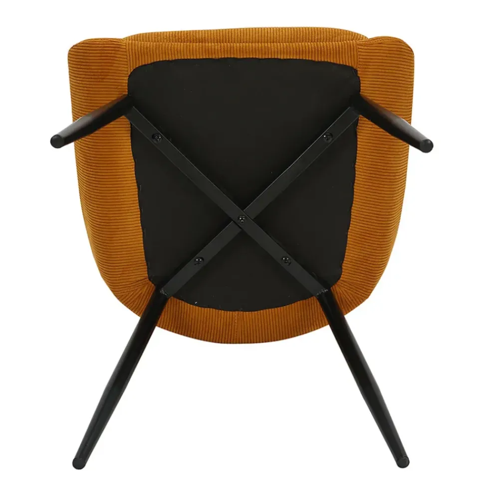 Chaise de salle à manger en velours côtelé curry - Ben