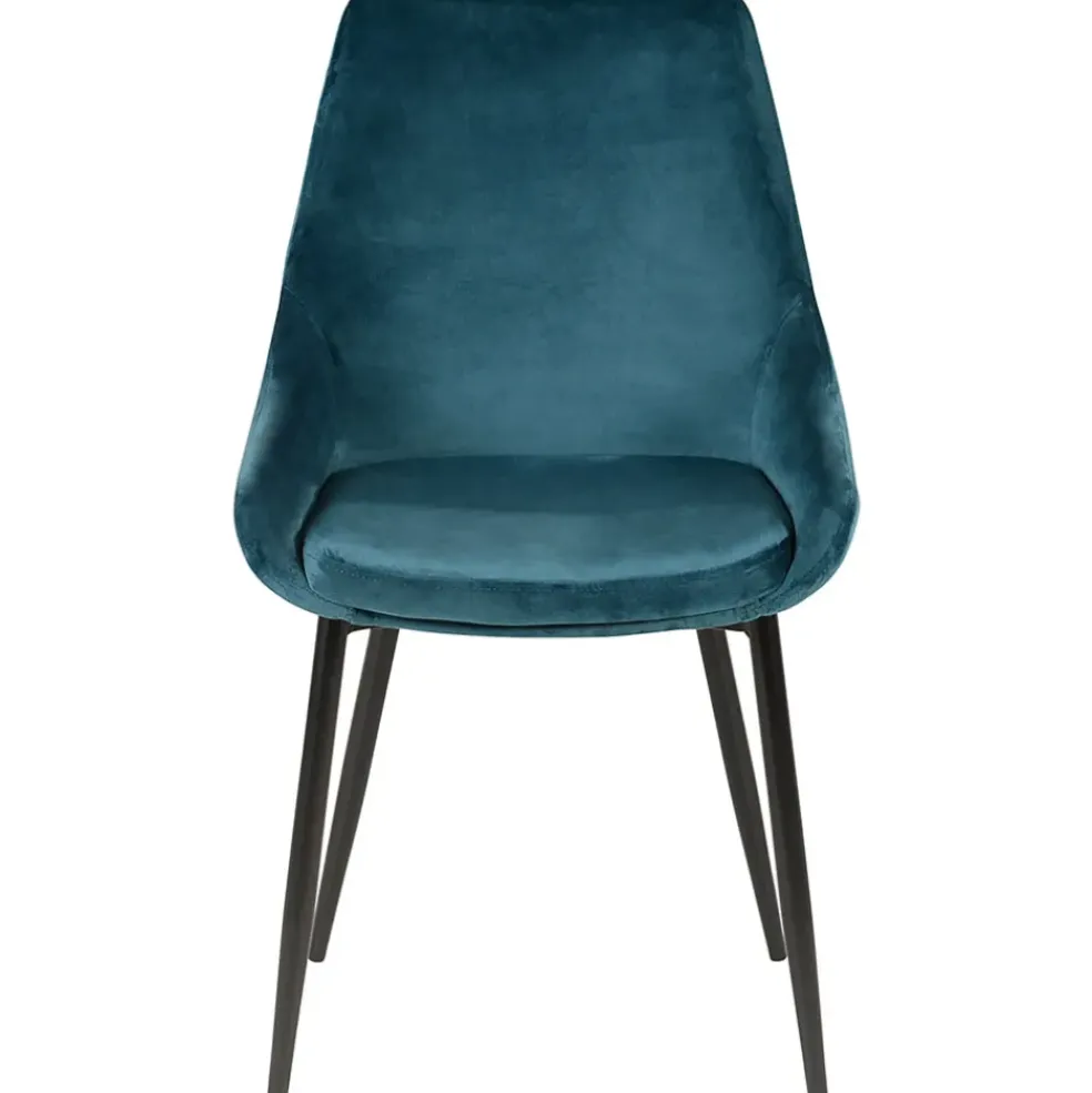 Chaise de salle à manger en velours bleu - Ben