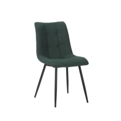 Chaise de salle à manger en tissu matelassé vert forêt - Lilly