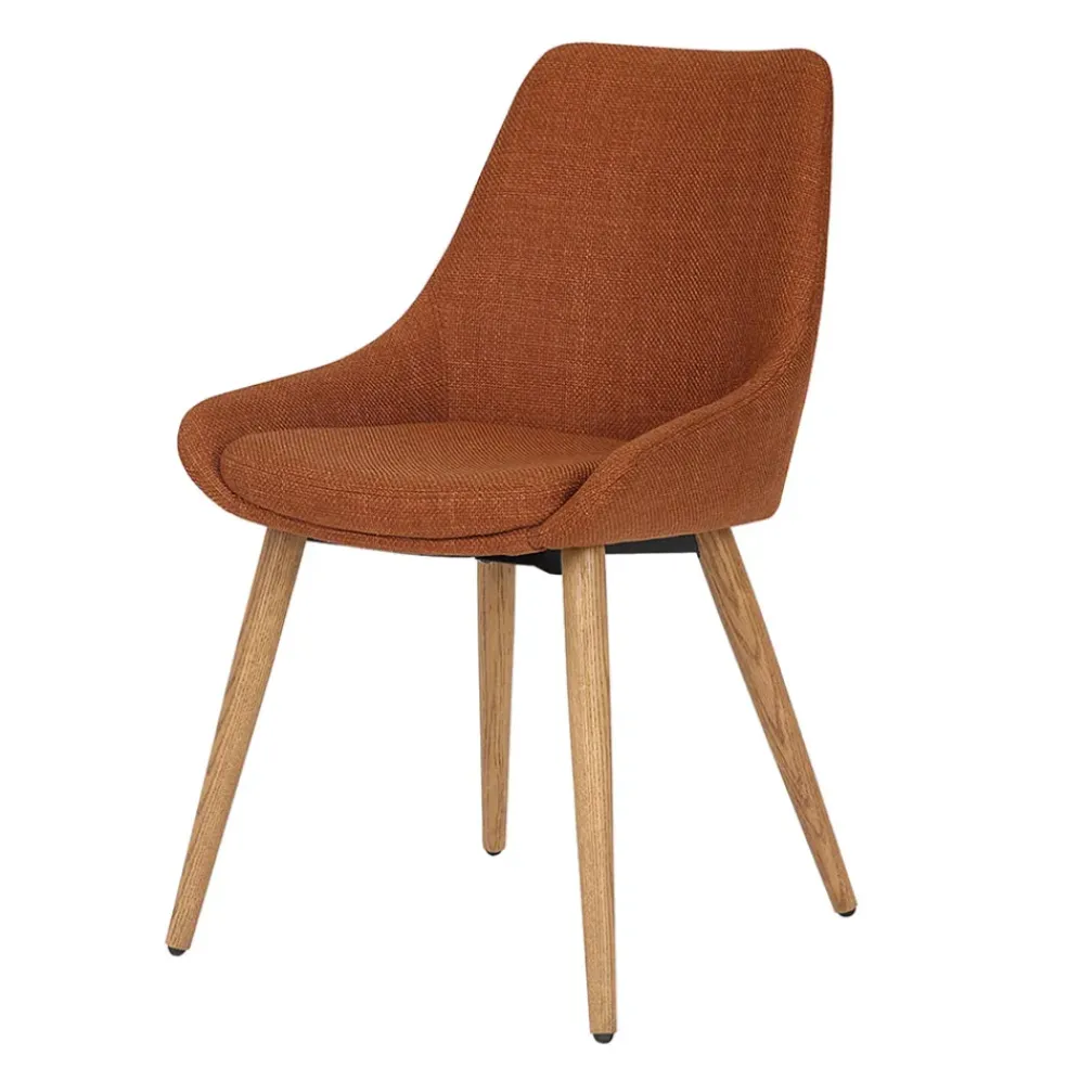 Chaise de salle à manger en tissu cognac - Ben