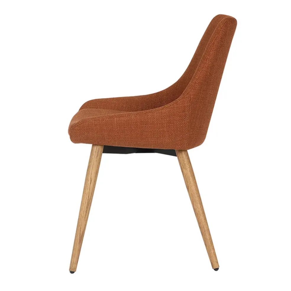 Chaise de salle à manger en tissu cognac - Ben