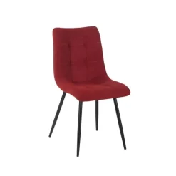 Chaise de salle à manger en tissu matelassé cerise - Lilly