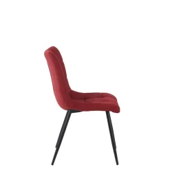 Chaise de salle à manger en tissu matelassé cerise - Lilly